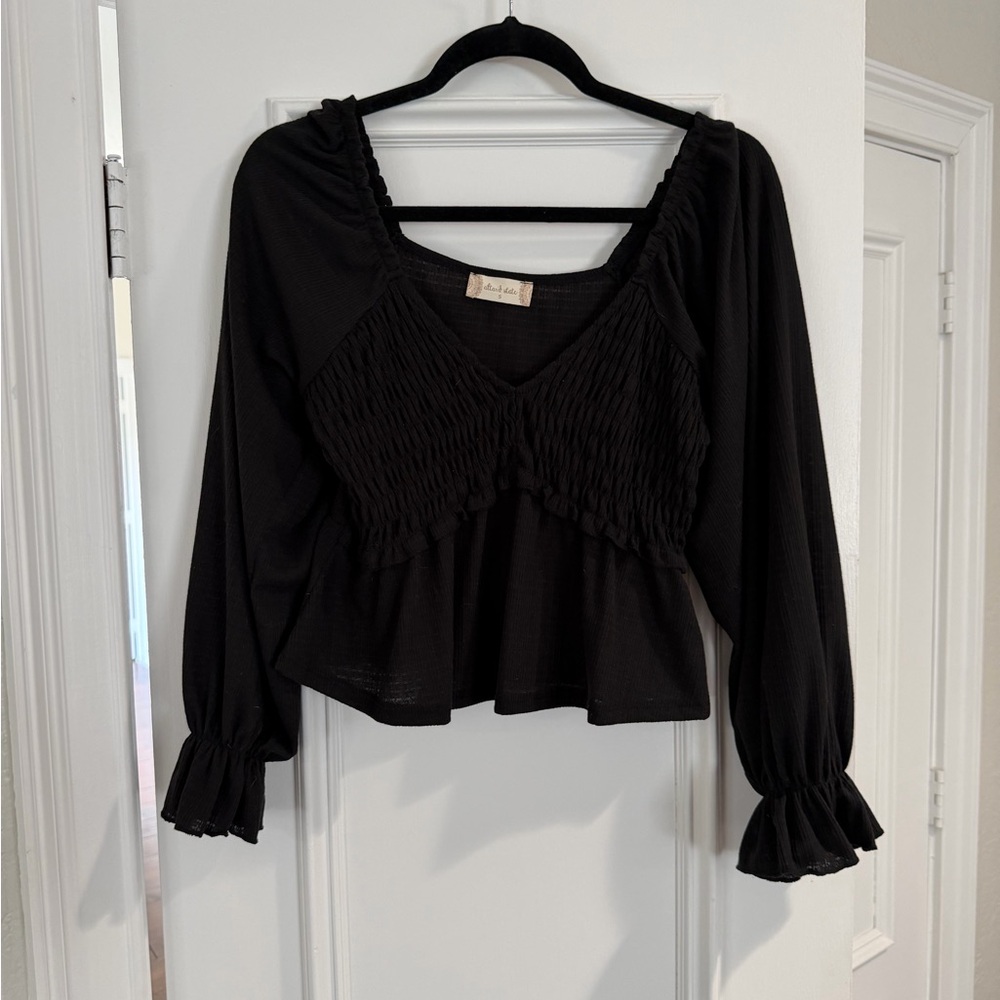 Altar'd State Black Ruffled Blouse